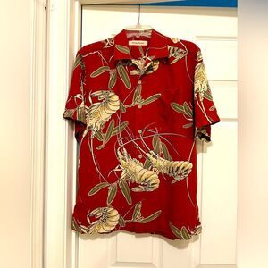 Tommy Bahama men’s Casual Button Down Silk Camp Lobster Print Shirt Size S